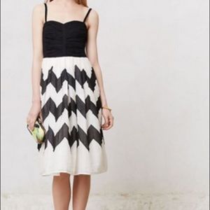 Anthropologie strapless chevron dress